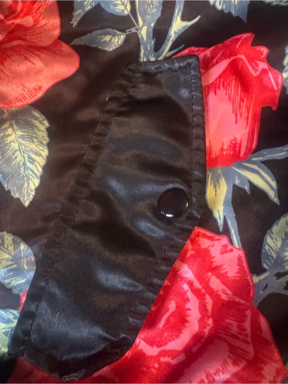 CHRLDR Black Satin Bomber Jacket with Red Rose Print - Picture 4 of 6